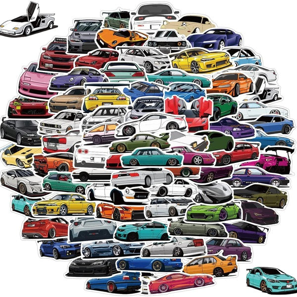 10-50-100pcs Cool Sports Racing Car Stickers JDM Modification graffiti Stickers for DIY Luggage Laptop Skateboard Motorcycle Bicycle Stickers