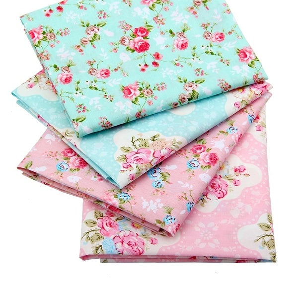 4 Pcs - Lot 50X20 CM Pastorale Floral Série Designs Imprimé Tissu 100% Coton Sergé Tissu pour DIY À La Main Tecidos Couture Scrapbooking Gros Quart B