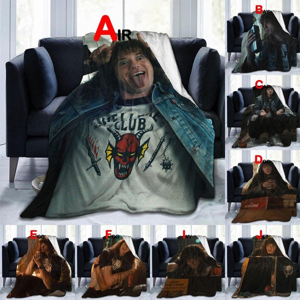 Stranger Things 4 Eddie Munson Throw Blanket Office Blanket Novelty Warm for Children and Adults Travel Cover Blanket Bed Blanket Sofa Flannel Blanke