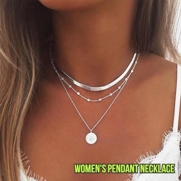 Fashion Triple Layered Chain Coin Disc Beaded Choker Necklace Women's Simple Dainty Jewelry