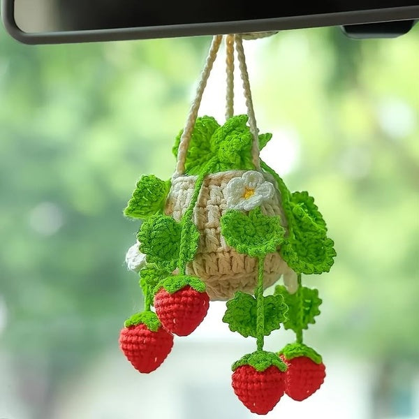 1pc Hanging Plant for Car,Car Decorations Interior,Plant Strawberry Aesthetic Car Accessories for Women Interior Cute,Car Ornaments Charms for Rear V
