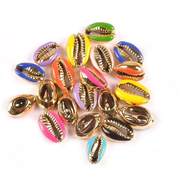 Colorful Golden Plated Natural Cut Cowrie Shells For DIY Home Decor Scrapbook Craft Seashell For Handmade Tribal Jewelery TRS0307