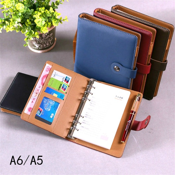 A5 - A6 Bussiness Soft Leather Notebook Agenda Planner Organizer Travell Journal - Daily Plan (5 couleurs; comprend une couverture en cuir + papier i