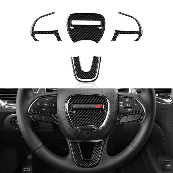 Car Steering Wheel Decals For Dodge Challenger 2021-2015, For Dodge Durango 2014-2021 Carbon Fiber Stickers Accessories