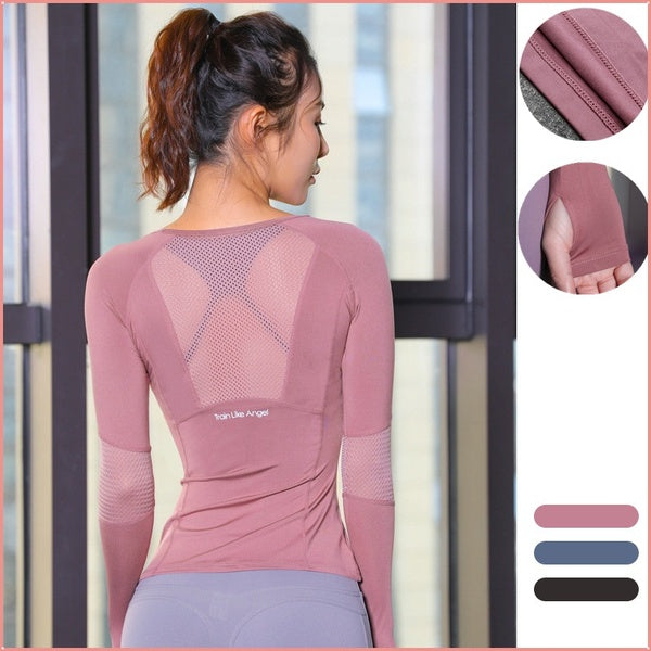Vêtements de sport pour femmes Fitness femmes Jersey tricot à manches longues Gym Tight Sport Shirt Yoga Top Femme Workout Tops T-shirt