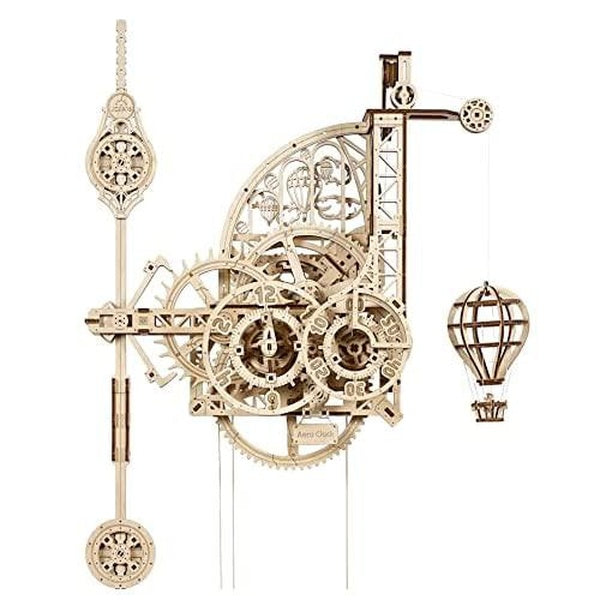 UGEARS Aero Clock 3D Wooden Puzzles for Adults and Kids - Laser-Cut 3D Puzzle Clock to Build - Elegant Outlook DIY Wooden Puzzle Mechanical Clock Kit