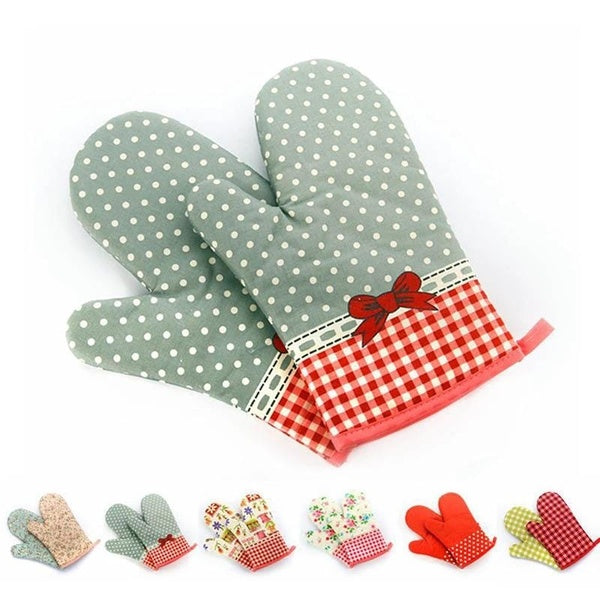 1Pair Heat Resistant Microwave Oven Glove Non-slip Cotton Insulated 1Pcs Baking Gloves Kitchen Tool Mitten OK 1331