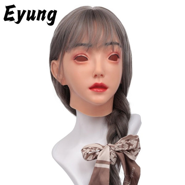 Eyung Crossdressing Silicone Mask Female Mask Realistic Women Headwear Camouflage Tool Disguise Face Mask for Cosplay Transgender Drag Queen