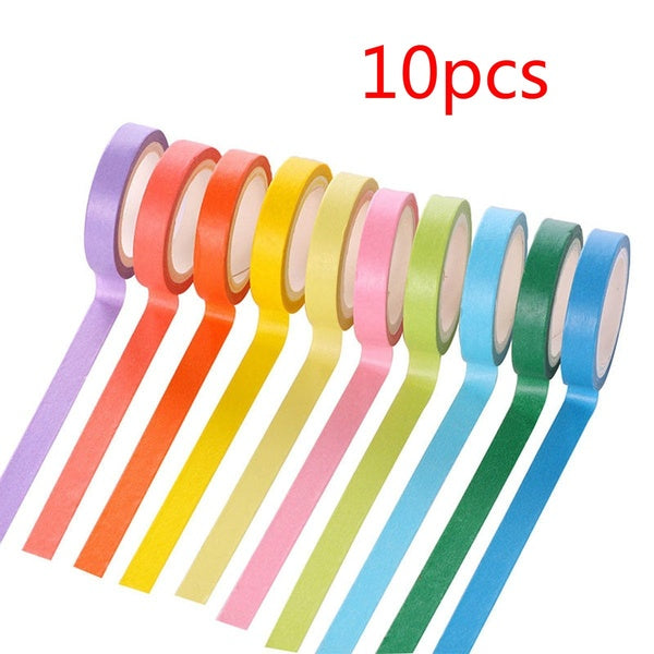 10 x Colorful Candy Masking Tape Mini Set Colour Box 8MM Washi Deco Sticky Good