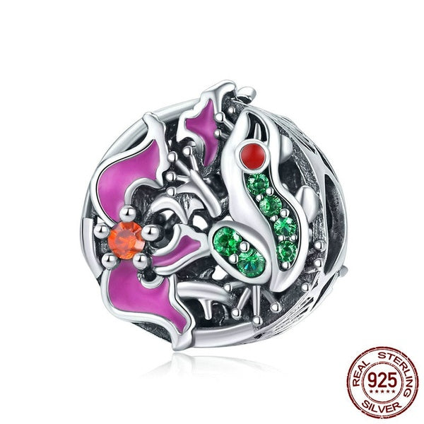 Nouvelle Collection 925 Sterling Silver Coloré CZ Grenouille Aventure Perles Rondes Fit Charme Bracelets Colliers Bijoux SCC852