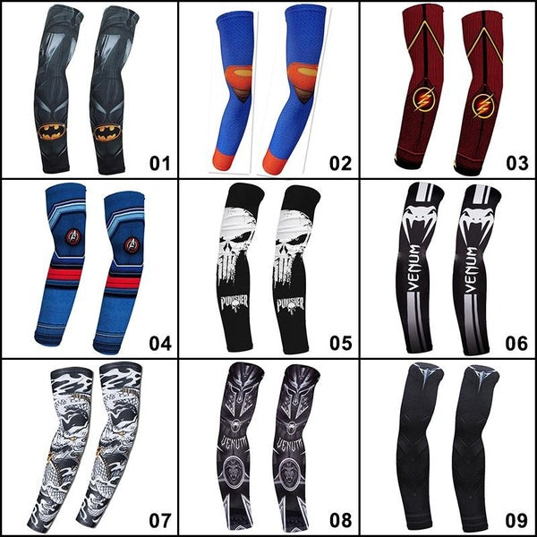 1 Pair 3D Printed Sport Arm Sleeves Fabric Breathable Running Hand Socks Basketball Elbow Pad Sport Cycling Outdoor Motorcycle Arm Warmers