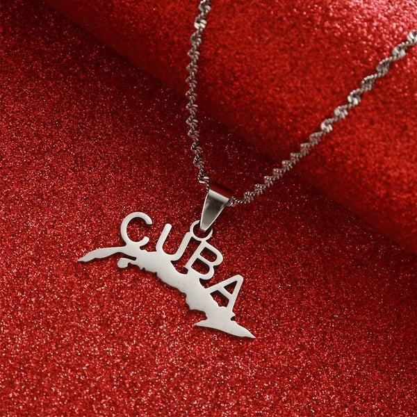 Cuba Carte Colliers pour Femmes Carte de Cuba Charme Pendentif Bijoux Avec Chaîne