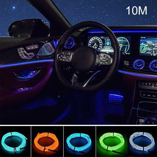 10-5-4-3-2-1M 33-16-13-10-6-3ft DC 3-5-12V Car Interior Lighting Auto LED Strip Glow EL Wire Rope Auto Atmosphere Decorative Lamp Flexible Neon Light