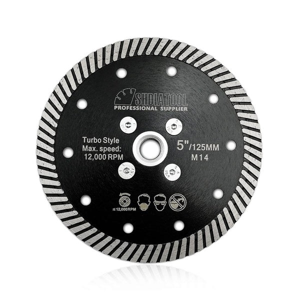 SHDIATOOL 1pc 5"-125mm Diamond Narrow Turbo Saw Blade For Granite Marble Concrete M14 Thread Cutting Disc