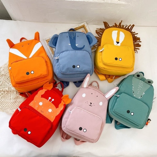 Cartoon Animal Shoulder Bag Children Boys School Bags Kindergarten Baby Girl Canvas Backpack Primary School Students Backpacks