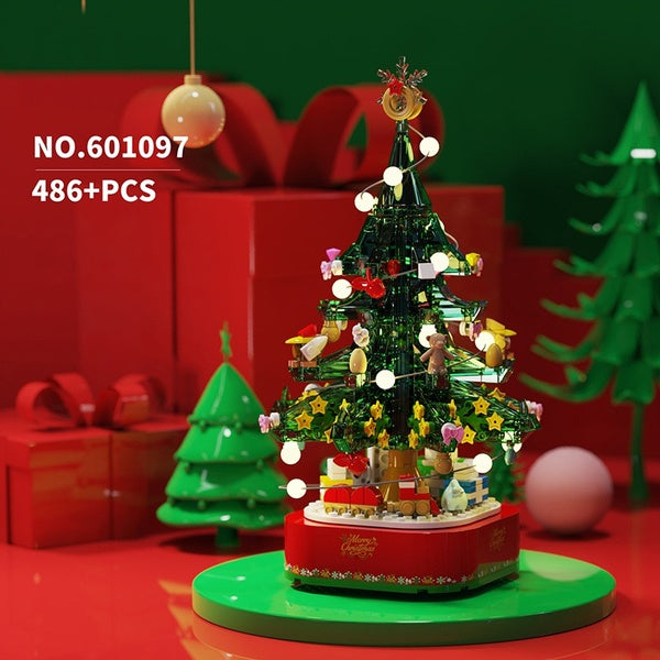 486PCS Creator Expert Christmas Tree Music Box Set Village Train Santa Claus Gift Building Blocks Creator Christmas Kid Toys Gift