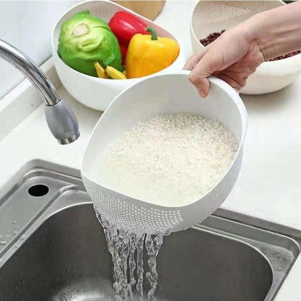 Rice Sieve Plastic Colander Kitchen Drain Basket with Handles Rice Bowl Strainer Basket Sink Drain Kitchen Tools