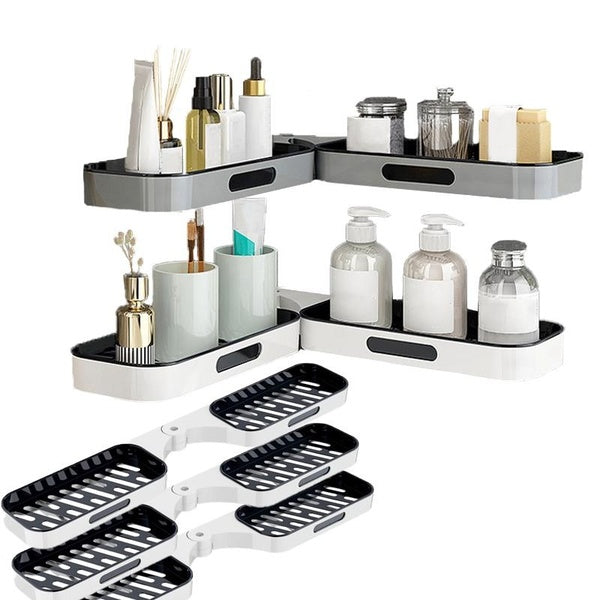 1pc-2pcs Rotatable Bathroom Storage Rack,Wall Mounted Shower Shelf Hanging Shower Rack Bathroom Shampoo Shower Gel Holder Organizer For toilet And Do