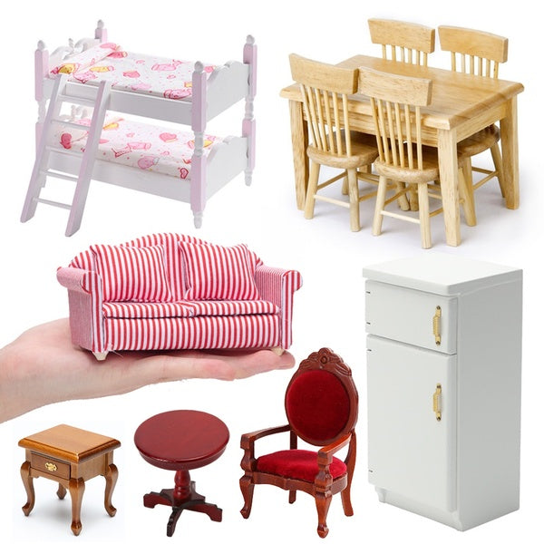 Handmade Simulation Small Sofa Stool Chair Mini Wood Furniture 1-12 Model Toys for Doll House Decoration Dollhouse Miniature Accessories