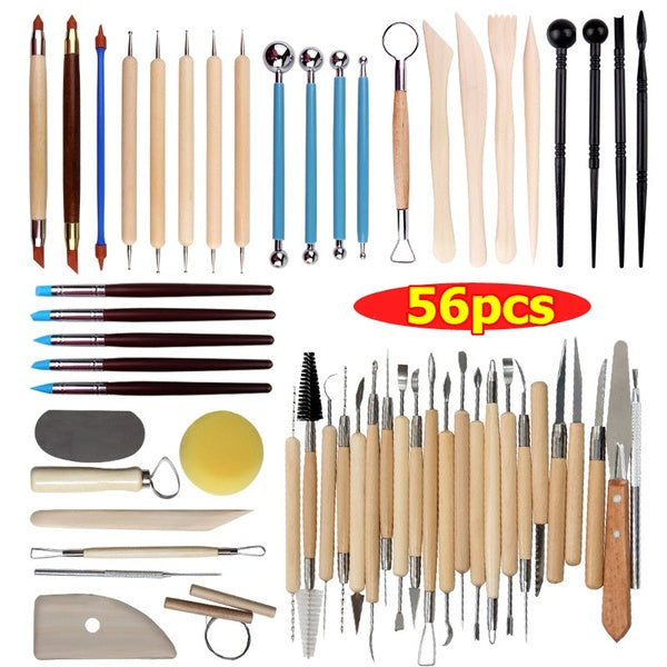 Arts Crafts Clay Sculpting Tools Pottery Carving Tool Set Pottery & Ceramics Wooden Handle Modeling Clay Tools