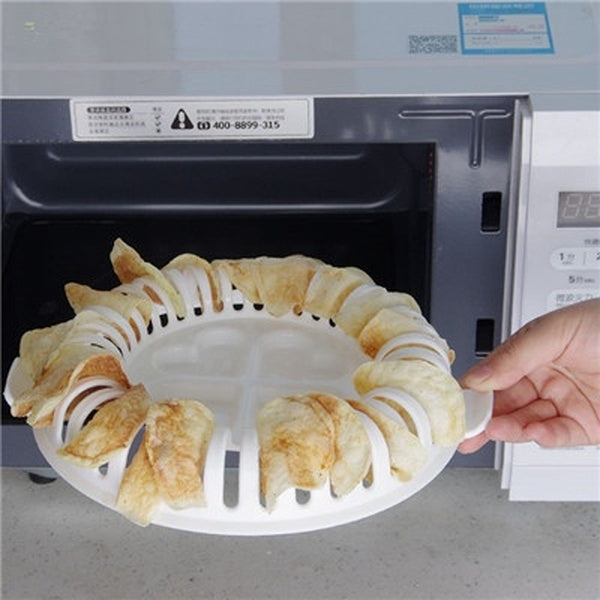 1PC DIY Microwave Oven Baked Potato Chips Roaster Potato Chips Cutting Device For Kitchen Plastic Potato Maker DIY Bake Homemade Potato Slicers Bakin