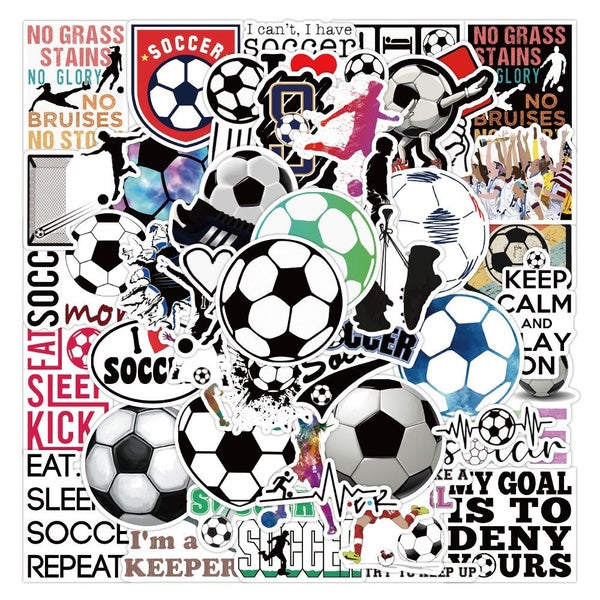 15-50PCS soccer stickers, vinyl soccer water bottle sticker pack, soccer gifts for soccer lovers, soccer party favors, soccer decorations