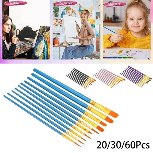 20-30-60pcs Paint Nylon Hair Brushes Set Painting Art Brush for Acrylic Oil Watercolor Artist Professional Painting Kits