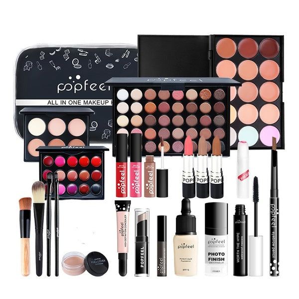 15 20 24PCS-Set Make Up Sets Cosmetics Kit Eyeshadow Lipstick Eyebrow Pencil Lip Gloss Foundation Makeup Brush Powder Puff with Makeup Bag