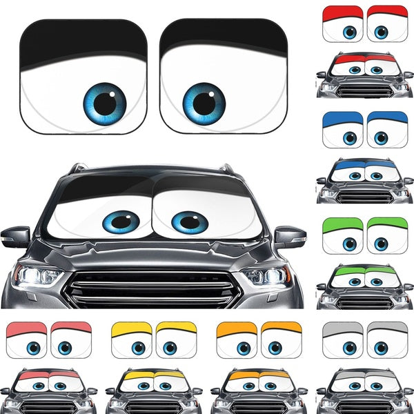 Funny Eyes Car Sun Shade Foldable Windshield Sunshade Summer Portable Car Windscreen Cover Auto Sun Visor Car-covers UV Protection Heat Insulation Vi