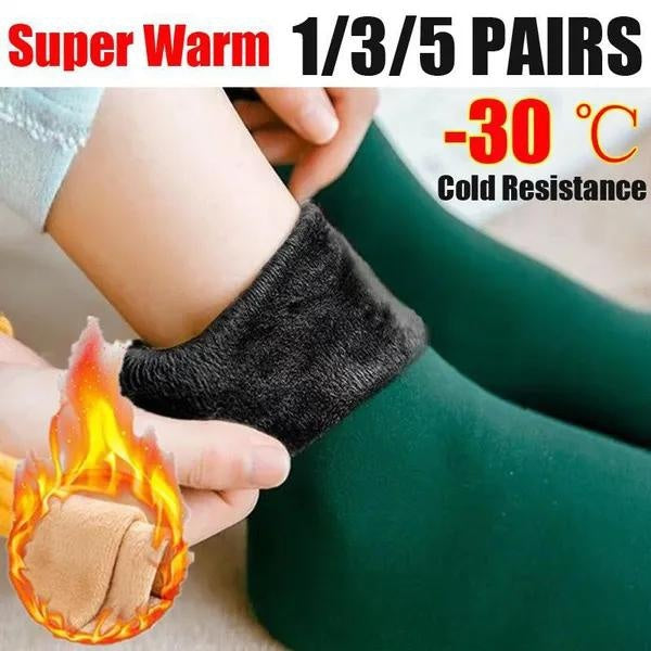 1-3-5 Pair Winter Warm Thicken Plush Velvet Thermal Snow Socks Seamless Floor Sock for Women