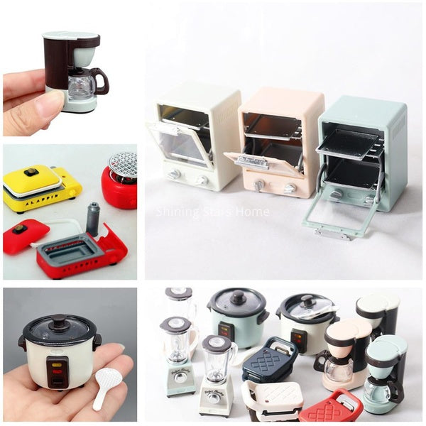 1:12 Dollhouse Kitchen Appliances Min BBQ Oven-Rice Cooker-Coffee Machine-Kettle-Juicer-Drinking Fountain-Electric Baking Pan Dolls House Miniatures