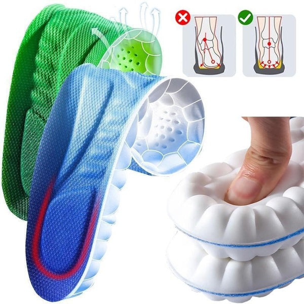 1 Pair 4D Latex Insoles Super Soft and Comfortable Thick Memory Foam Insoles Non-slip Shock-proof Deodorant Shoe Pads Elasticity Height Increase Inso