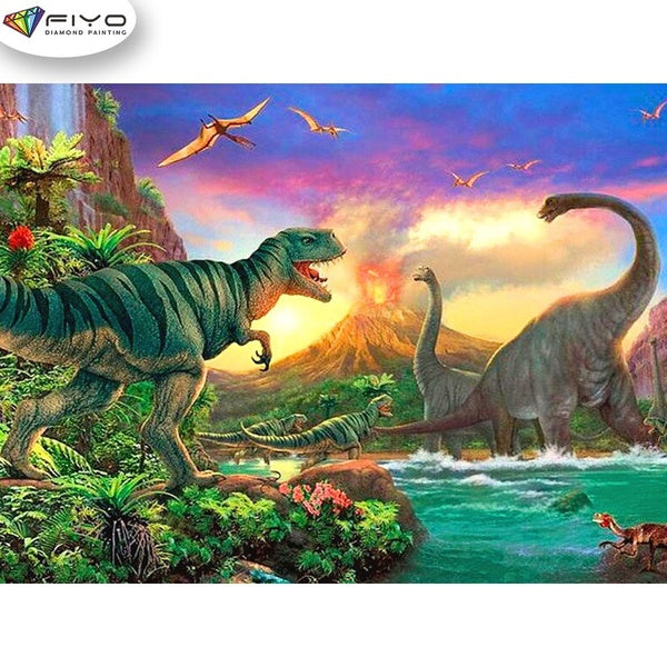 FIYO Dinosaur Diamond Painting Kits For Adults DIY 5D Diamond Mosaic Diamond Painting Home and Kitchen Fashion Canvas Pictures Wall Decoration Gifts