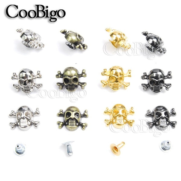 12pcs 12x14.5mm Skull Cross Bone Rivet Studs Spikes Punk DIY Leather Craft for Apparel Clothing Shoe Bag Parts Accessories