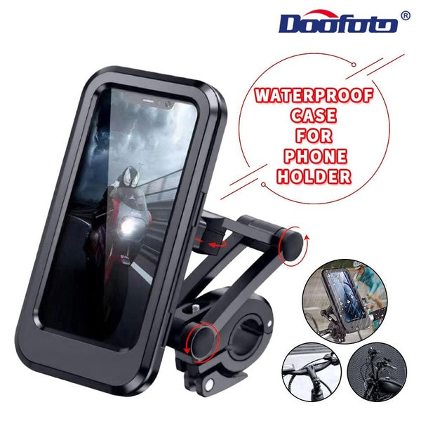 Doofoto Waterproof Motorcycle Bike Cell phone holder Stand Touch screen 360 degree Adjustable Motor Bicycle Mount Bracket accessories