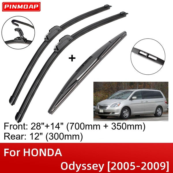 Car Wiper Blades For HONDA Odyssey 2005-2009 28" 14" 12" Front Rear Wiper Blades Brushes Cutter Accessories 2005 2006 2007 2008 2009
