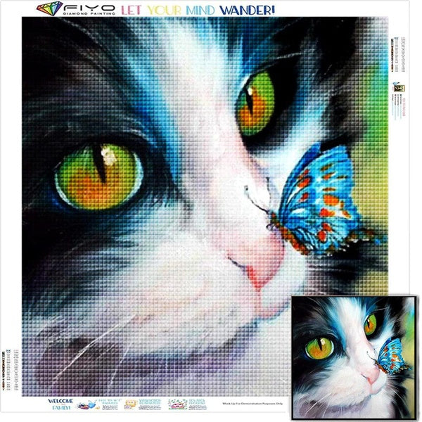 Diamond Painting Kit for Adults Cat,Full Drill Round Large Diamond Art Kits ，Painting by Number Kits for Home Decor