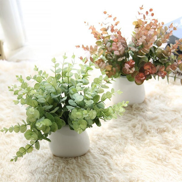 Simulation Small Eucalyptus Leaves Grass Bouquet for Home Garden Party Decoration Fake Plants Holiday Gift Room Decoration