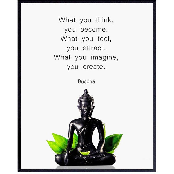 Buddha Quotes Wall Decor - Inspirational Quote Wall Art - Zen Meditation Decor - Buddha Statue Wall Art - Spiritual Gifts for Women, Men - New Age Sp