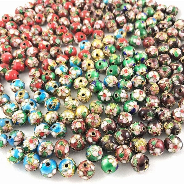 Cloisonne Enamel Beads Spacer Loose Metal Beads Jewelry Accessories for DIY Jewelry Making Bracelet Necklace 20PCS(Mixed 8mm) Matron Inn