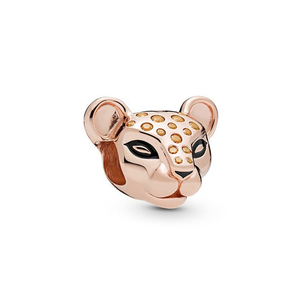 Charme de princesse Lion scintillant en argent sterling 925 plaqué or Rose convient aux bijoux européens Bracelets et colliers à breloques en perles