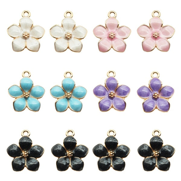 50pcs classic Cute Enamel Flower Charms Pendant Necklace Bracelet DIY Unique Women Jewelry Accessory