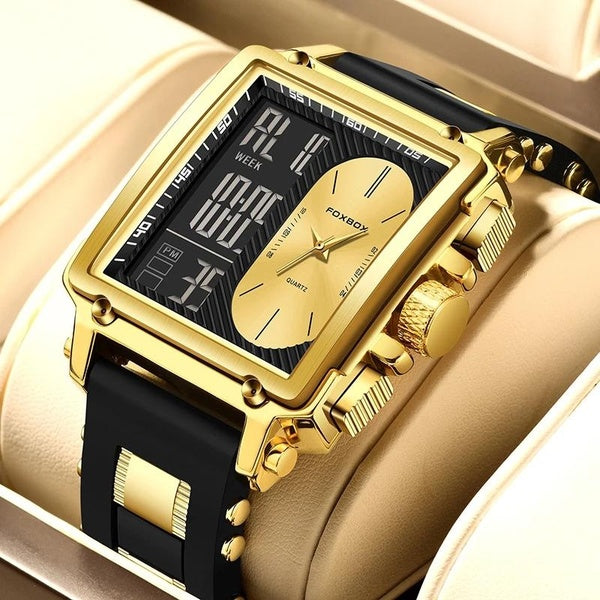 2024 LIGE New Fashion Square Digital Watch Men Casual Sports Waterproof Men's Quartz Wristwatches FOXBOX Top Brand Luxury Chronograph