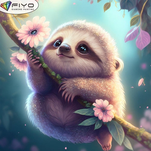 FIYO DIY 5D Sloth Diamond Painting Full Drill with Number Kits Home and Kitchen Fashion Mosaic Diamond Painting Canvas Wall Decoration Gift Crafts fo
