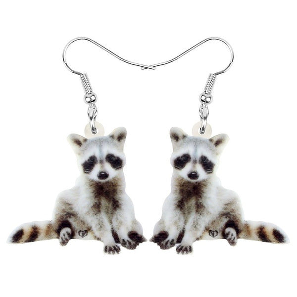 Acrylique Gris Raton Laveur Boucles D'oreilles Bijoux Mignon Animal Drop Dangle Décorations Nouveauté Accessoires Charme Cadeaux Pour Femmes Dames Fi