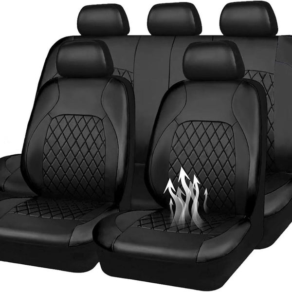 Leather Car Seat Covers Full Set Waterproof PU Car Seat Covers for Women Men,Car Seat Cover with 5mm Composite Sponge Inside Universal fit for Cars,