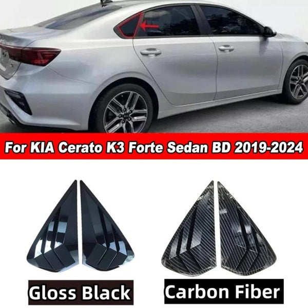 2Pcs Gloss Black - Carbon Fiber ABS Material Car Side Rear Triangle Window Frame Air Vent Shutter Scoop Louver Cover Trim Sticker Panel Accessories F