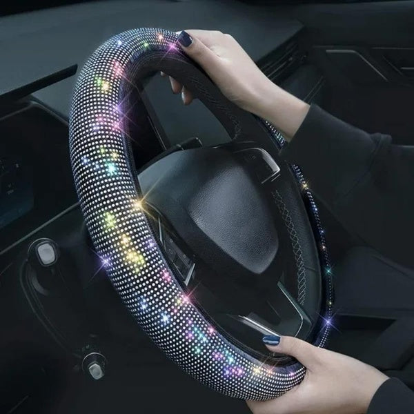 38 Cm Shiny Steering Wheel Cover, Suitable for Girls, Sparkling Sedan SUV Breathable Anti Slip Universal Steering Wheel Cover Handle Covers