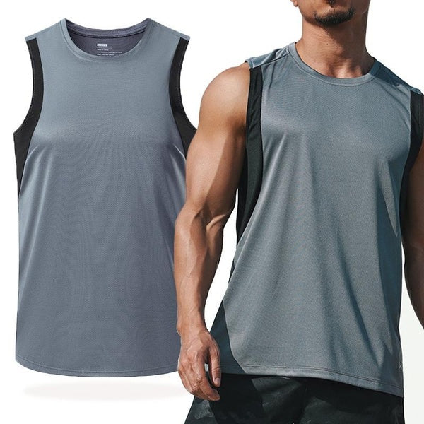 1pc Débardeurs d'été respirants pour hommes, gilet d'entraînement à blocage de couleur à la mode, gilet de sport d'entraînement sans manches à séchag