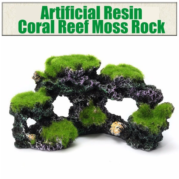 Resin Fish Tank Cave Moss Bridge Decor Aquarium Rockery Mountain View Coral Reef Rock Landscape Underwater Ornament